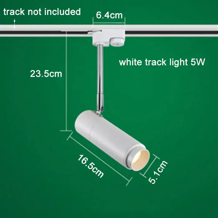White 5w track lights with cylindrical body and chrome adjustable arm for decorbites adjustable focus commercial lighting