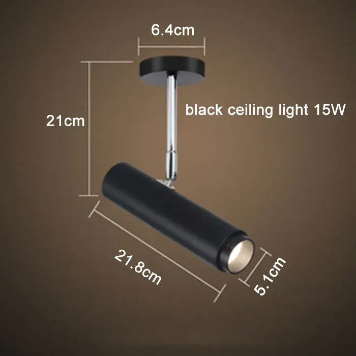 Modern black adjustable focus track light with chrome stem and 15w bulb for commercial decorbites adjustable focus use