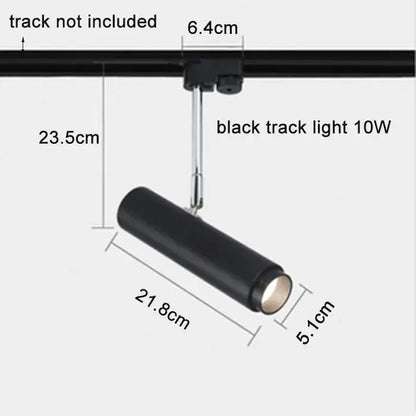 Black cylindrical 10w track lights with adjustable focus and metallic mounting bracket for commercial decorbites adjustable focus use