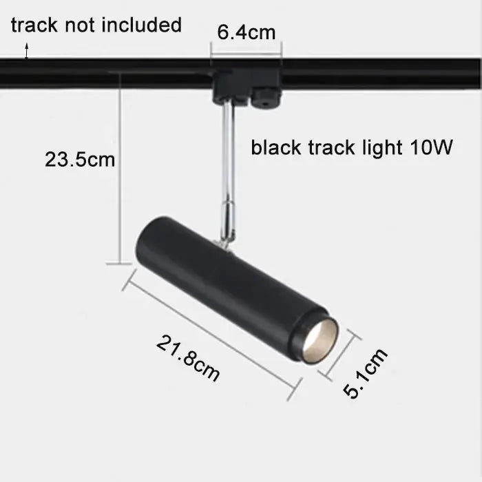 Black cylindrical 10w track lights with adjustable focus and metallic mounting bracket for commercial decorbites adjustable focus use