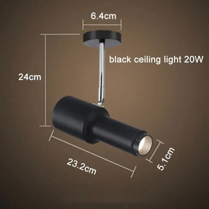 Modern black cylindrical adjustable focus track lights with chrome stem and 20w bulb for commercial gallery lighting decorbites adjustable focus