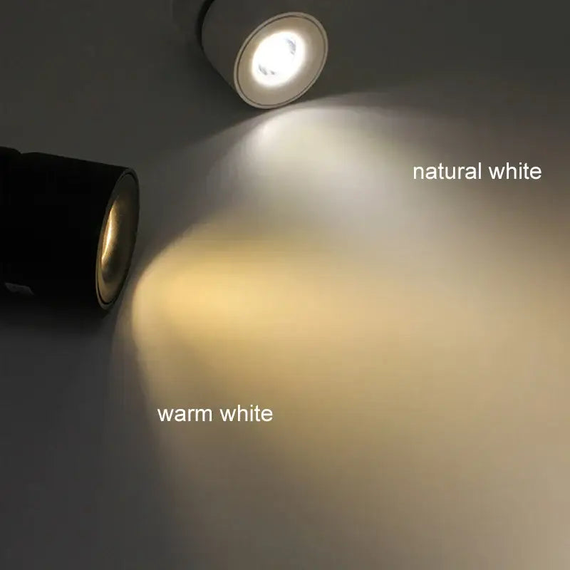 Modern black decorbites adjustable led ceiling downlight with two cylindrical spots emitting natural and warm white light