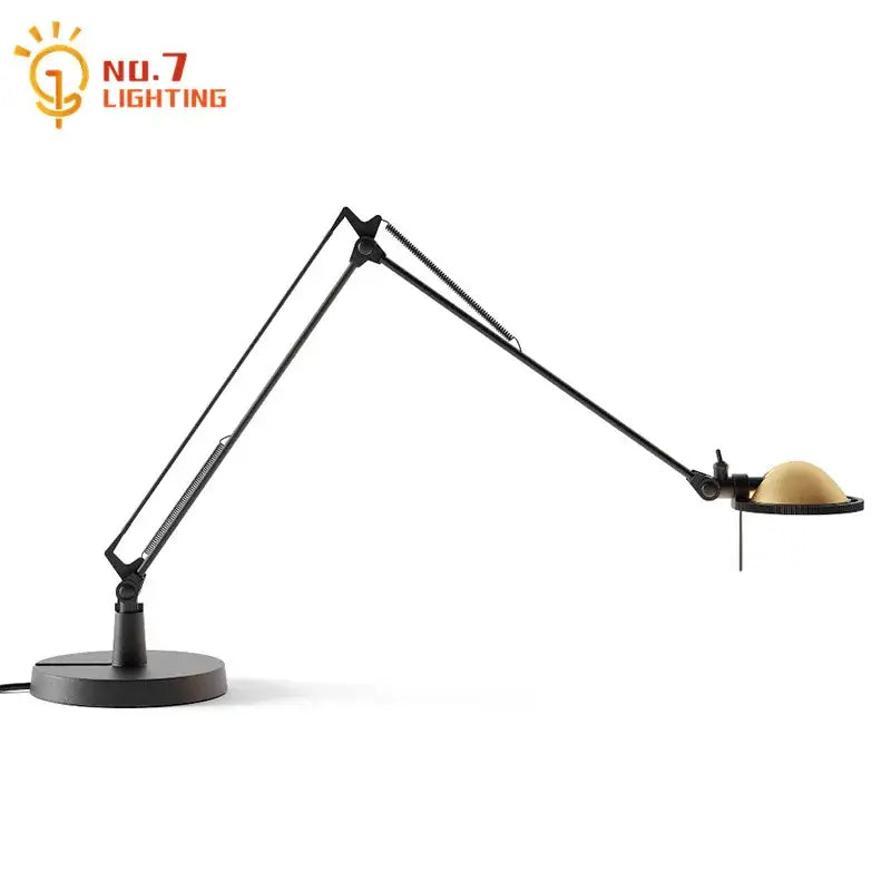 Modern black decorbites adjustable led desk lamp with beige dome shade and articulated arms for study or bedroom use