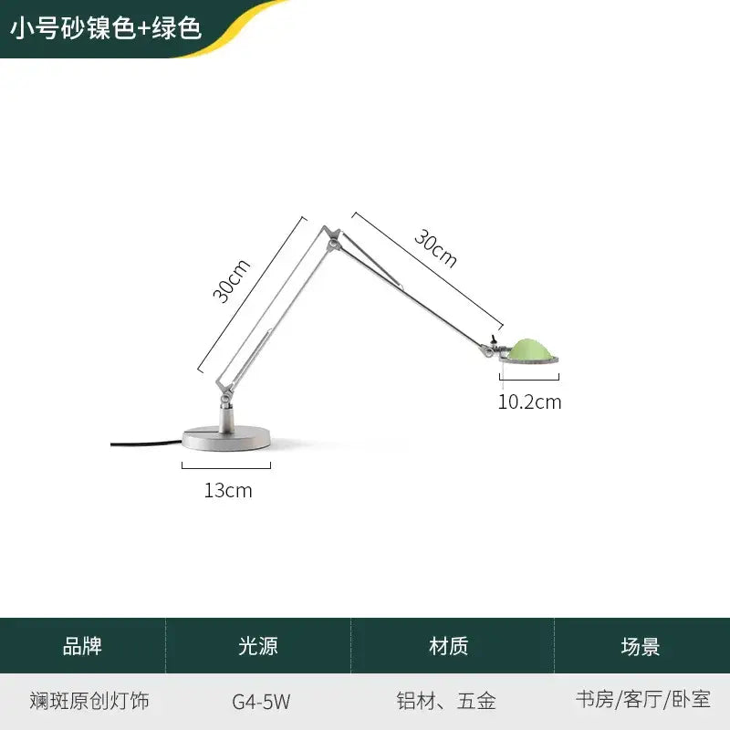 Modern black adjustable led desk lamp with sandblasted silver base and soft green dome shade for study or bedroom decorbites adjustable led