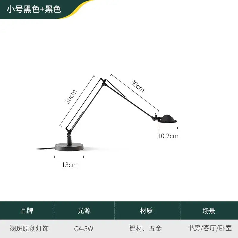 Modern black adjustable led desk lamp with sleek articulated aluminum alloy arm and circular base for study or bedroom decorbites adjustable led
