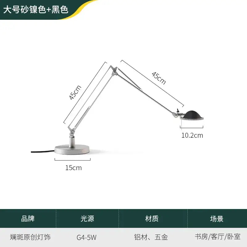 A sleek sand-colored and black decorbites adjustable led desk lamp made of aluminum alloy for study or bedroom