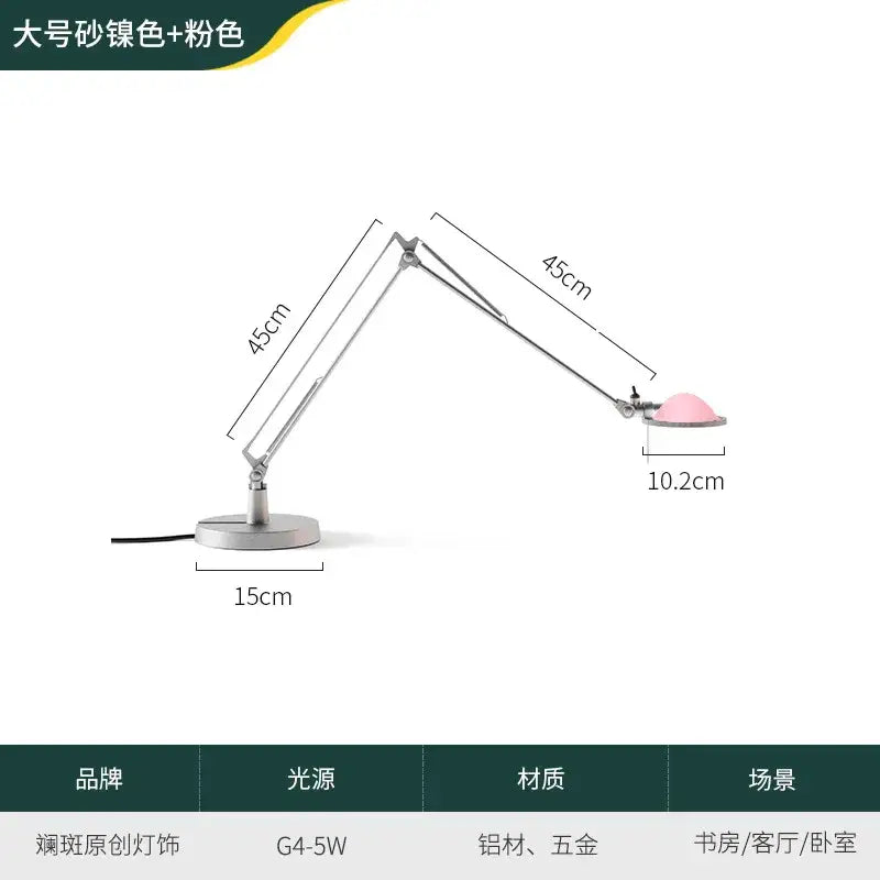 A sleek matte sand-colored decorbites adjustable led desk lamp with a soft pink dome shade for study or bedroom