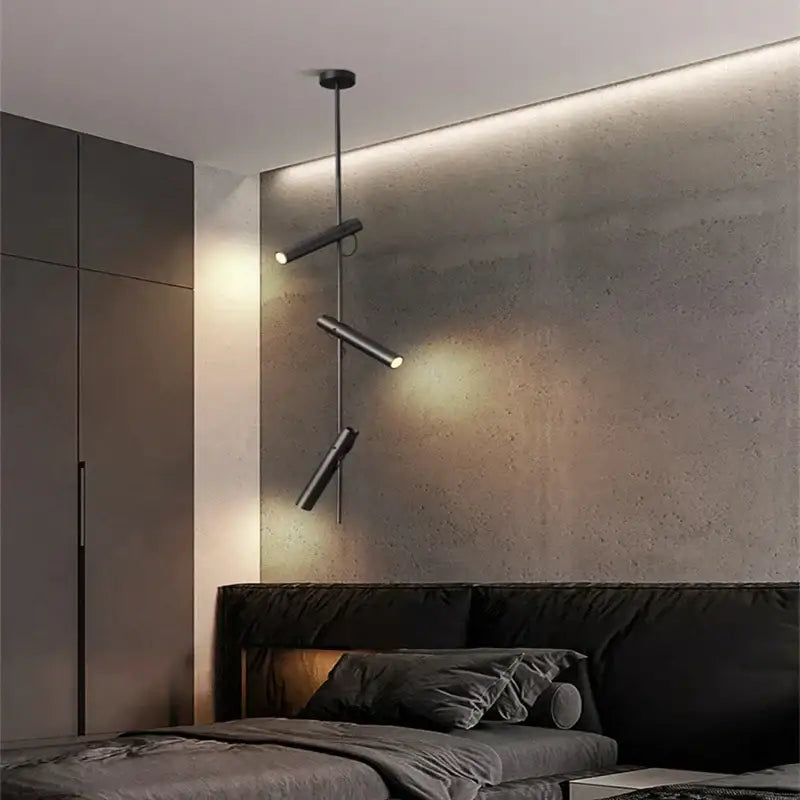 Modern black adjustable led pendant chandelier with three spotlight arms for kitchen by decorbites black adjustable