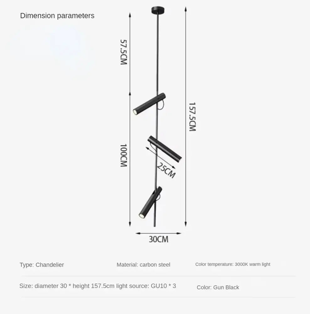 Modern black carbon steel chandelier with three gu10 lights featuring decorbites black adjustable led spot design