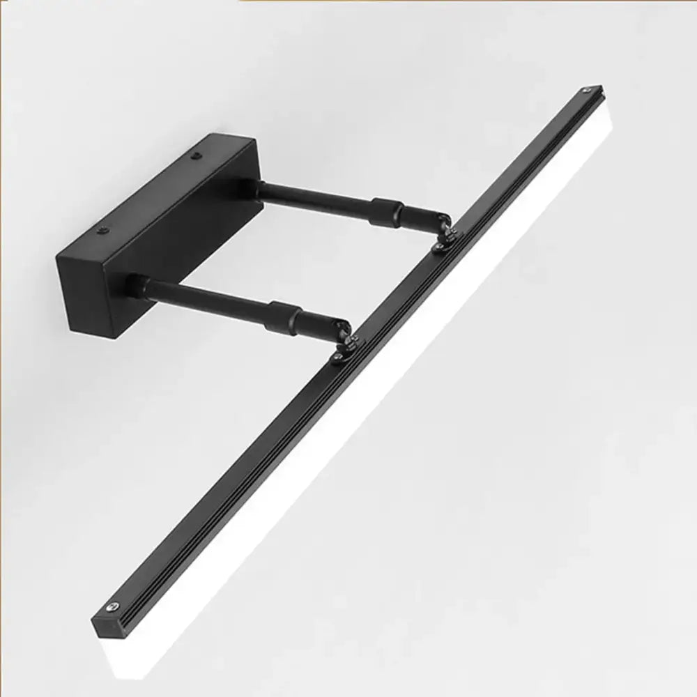 Modern black adjustable led vanity lights with two extendable arms for customizable bathroom wall illumination