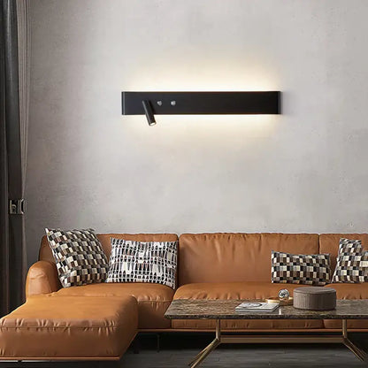 Modern black adjustable led wall lamp with two spotlights and minimalist design for bedroom reading decorbites wall lamp