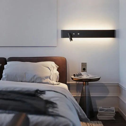 Modern black wall lamp with adjustable led spotlight and sleek minimalist design for bedroom reading decorbites adjustable led
