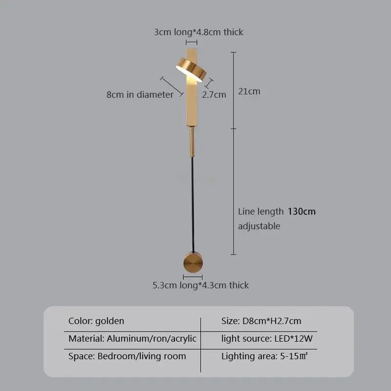 Modern black adjustable led wall lamp featuring a golden aluminum and acrylic floor lamp design with led light source decorbites adjustable led