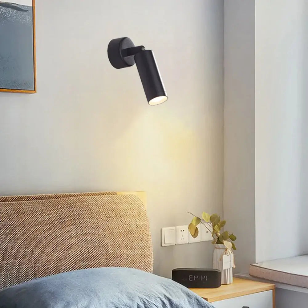 Modern black adjustable metal spotlight wall lamp with matte finish and adjustable head for bedroom decorbites lighting