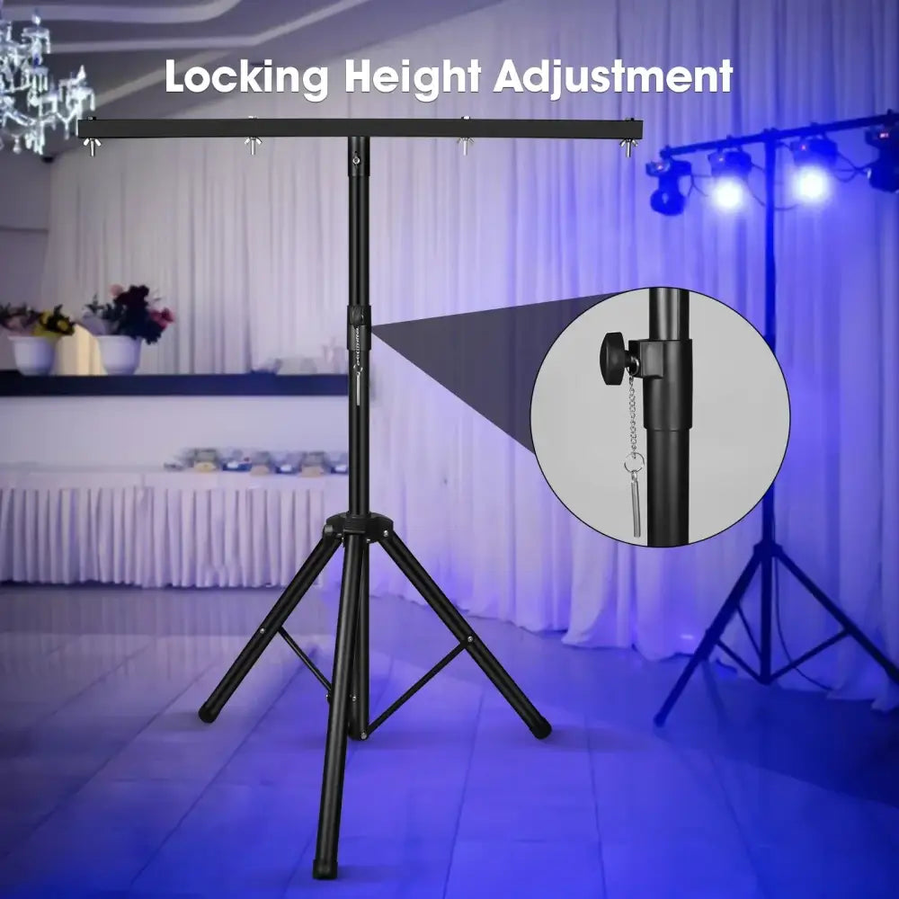 Modern black adjustable tripod stand made of metal with locking height adjustment for living room stage lights