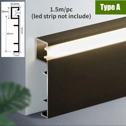 Dark brown aluminium led profile recessed skirting channel 1.5m by decorbites black aluminium for living room lighting