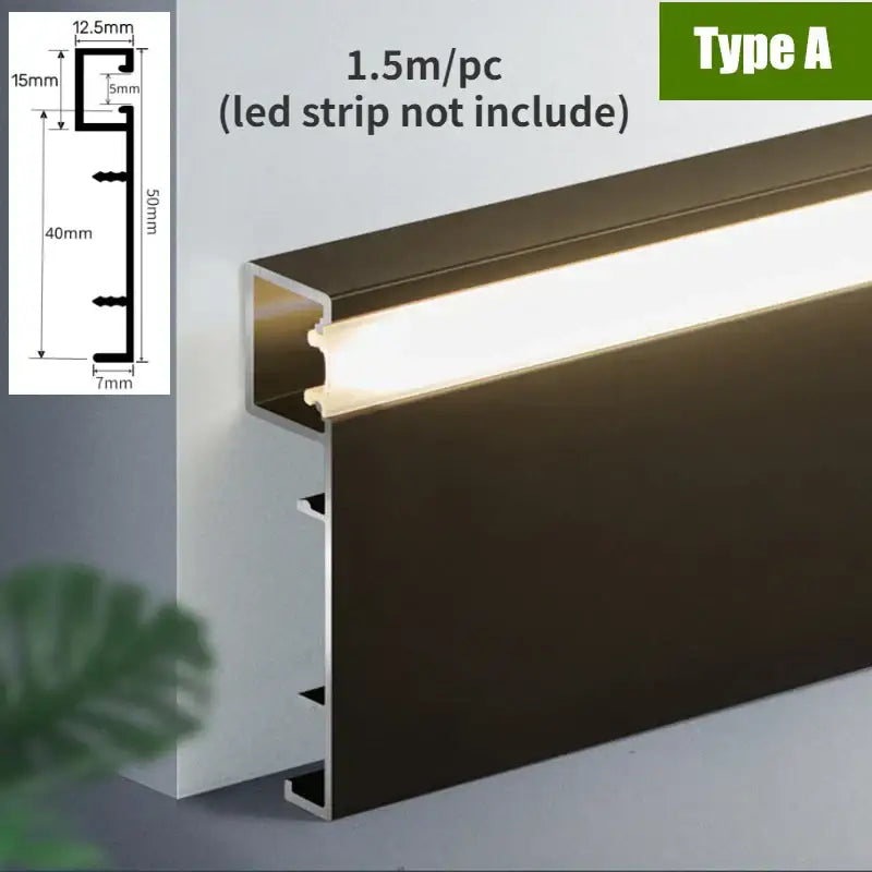Dark brown aluminium led profile recessed skirting channel 1.5m by decorbites black aluminium for living room lighting
