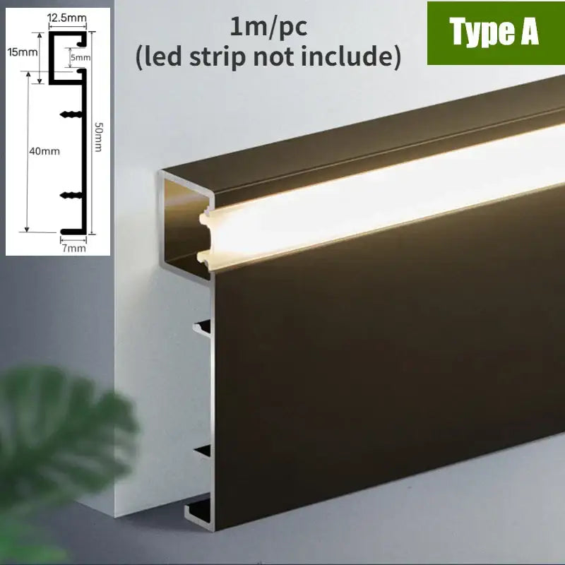 Dark brown aluminium led light strip channel 1 meter for recessed skirting in living room decorbites black aluminium profile