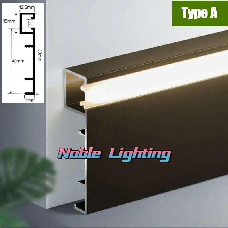 Modern black aluminium led profile recessed skirting in dark brown with sleek design by decorbites black aluminium