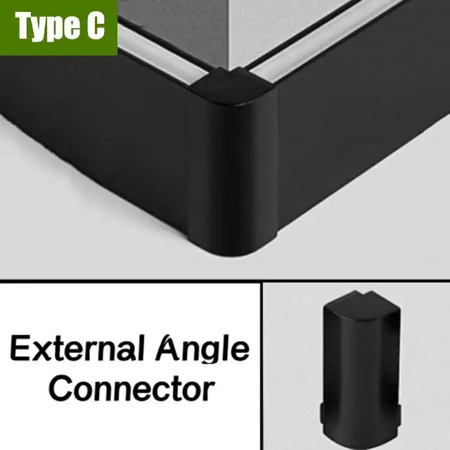 Black type c external angle connector for modern black aluminium led profile recessed skirting by decorbites