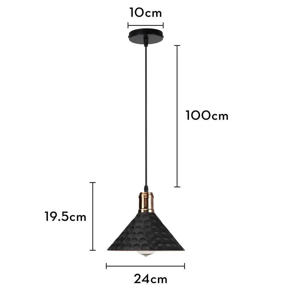Black aluminium modern pendant light with hammered metal shade and brass accent for dining room decorbites black aluminium