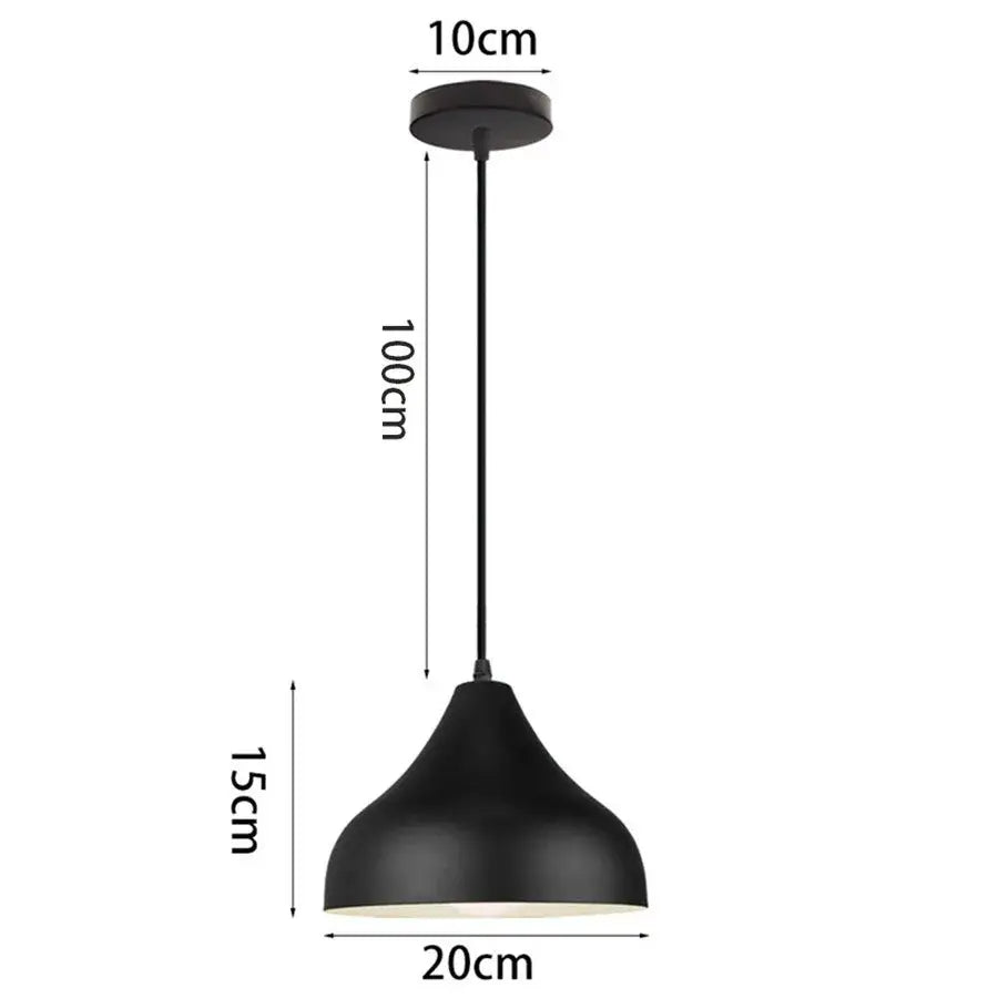 Modern black aluminium pendant light with black matte conical shade and slender rod for dining room decorbites decor
