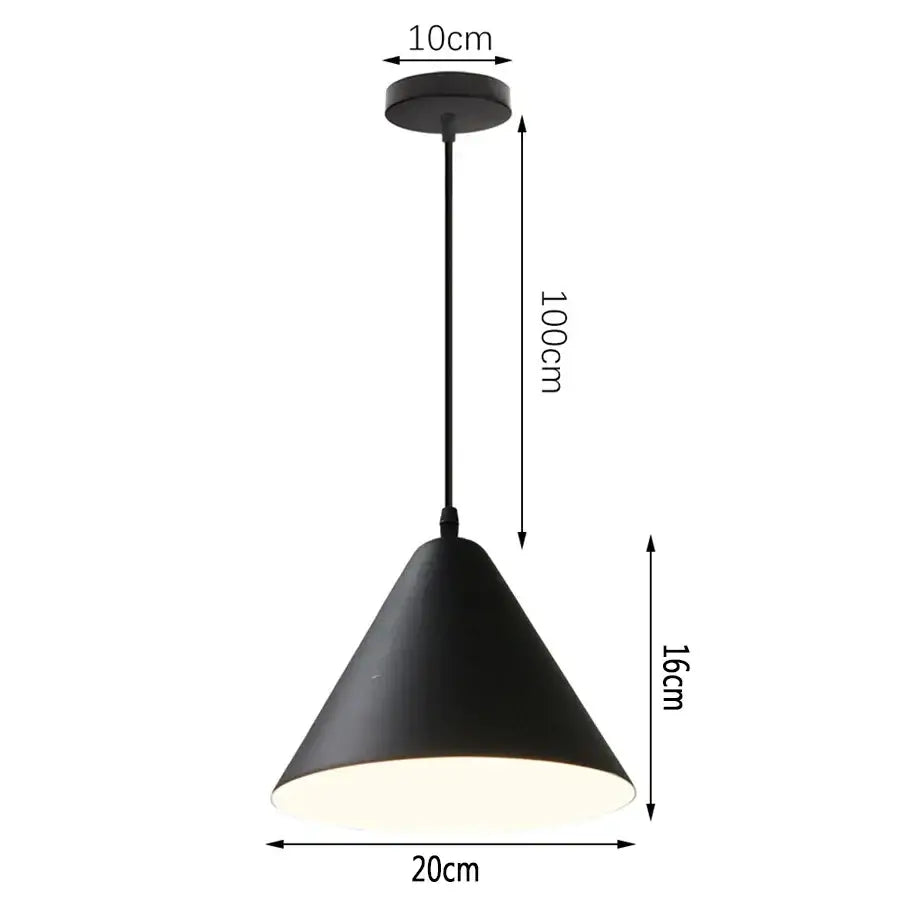 Modern black aluminium pendant light with matte finish and conical design for dining room decor by decorbites