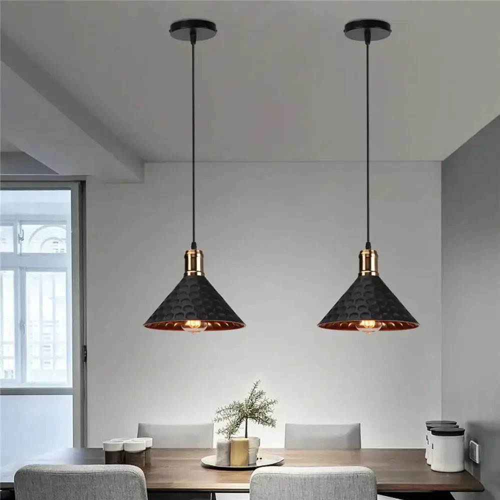 Modern black aluminium pendant light with copper accents for dining room decorbites black aluminium pendant light