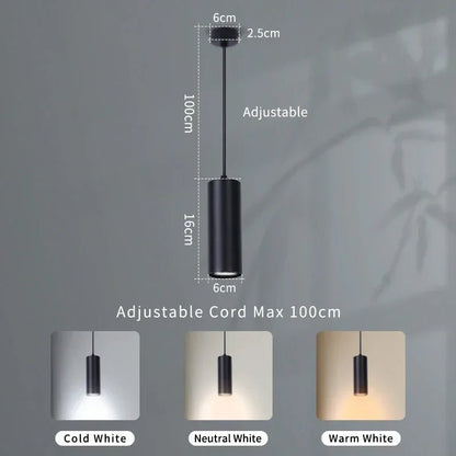 Modern Black Aluminum Cylindrical Pendant Light - Decorbites