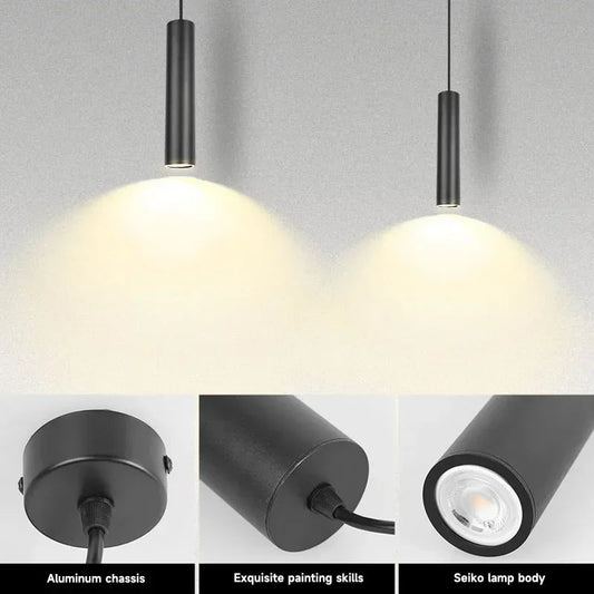 Modern Black Aluminum Cylindrical Pendant Light - Decorbites