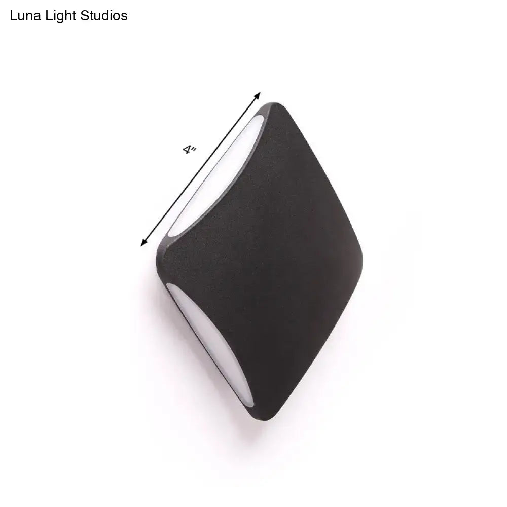 Modern black aluminum diamond light fixture porch wall sconce with matte finish and white inner surface lighting color temperature