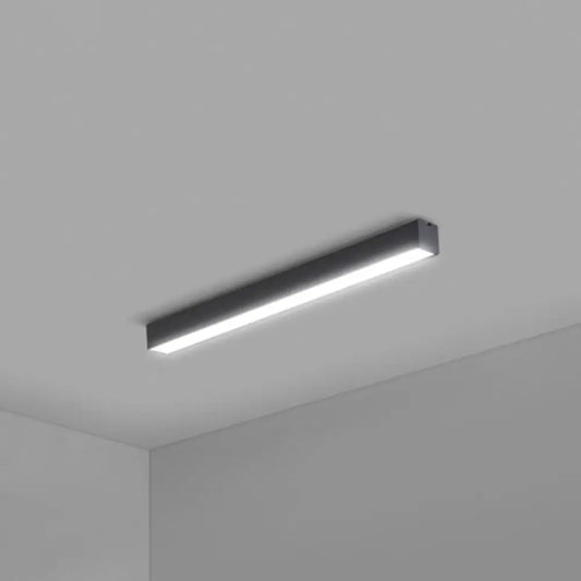 DecorBites™ Lámpara de techo rectangular empotrada para oficina, de aluminio negro moderno - Iluminación empotrada rectangular