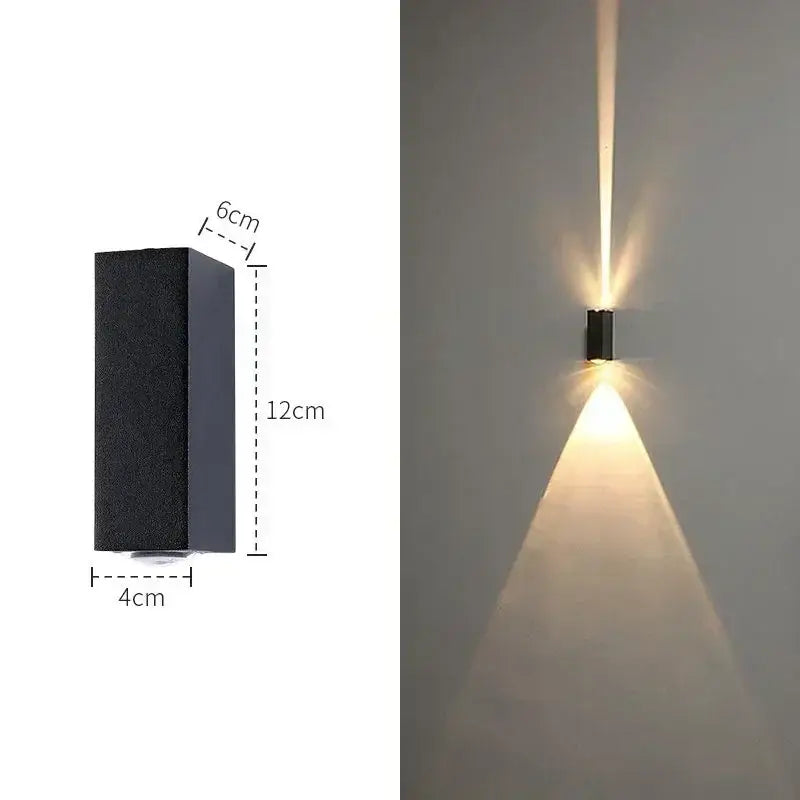 Modern black aluminum waterproof porch spot wall lamp with matte finish casting focused warm light