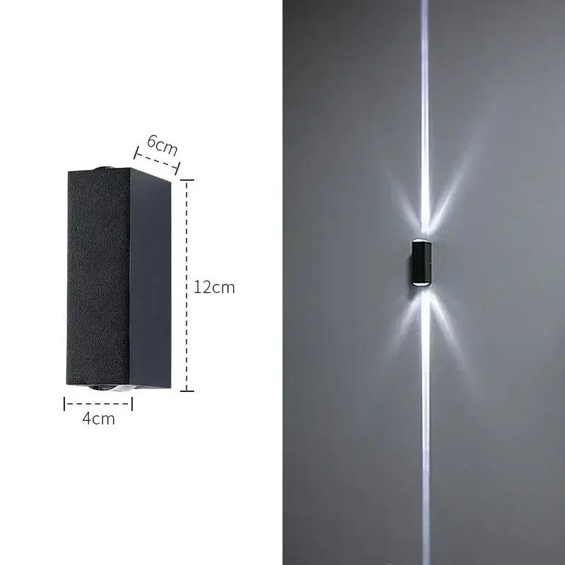 Modern black aluminum waterproof porch spot wall lamp with textured surface and sleek design for living room use