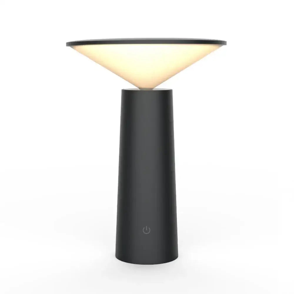Modern black and beige led usb desk lamp with touch sensor and cylindrical design for bedroom use