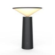 Modern black and beige led usb desk lamp with touch sensor and cylindrical design for bedroom use