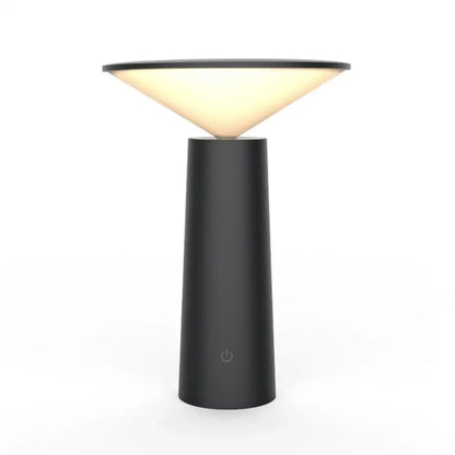 Modern black and beige led usb desk lamp with touch sensor and cylindrical design for bedroom use
