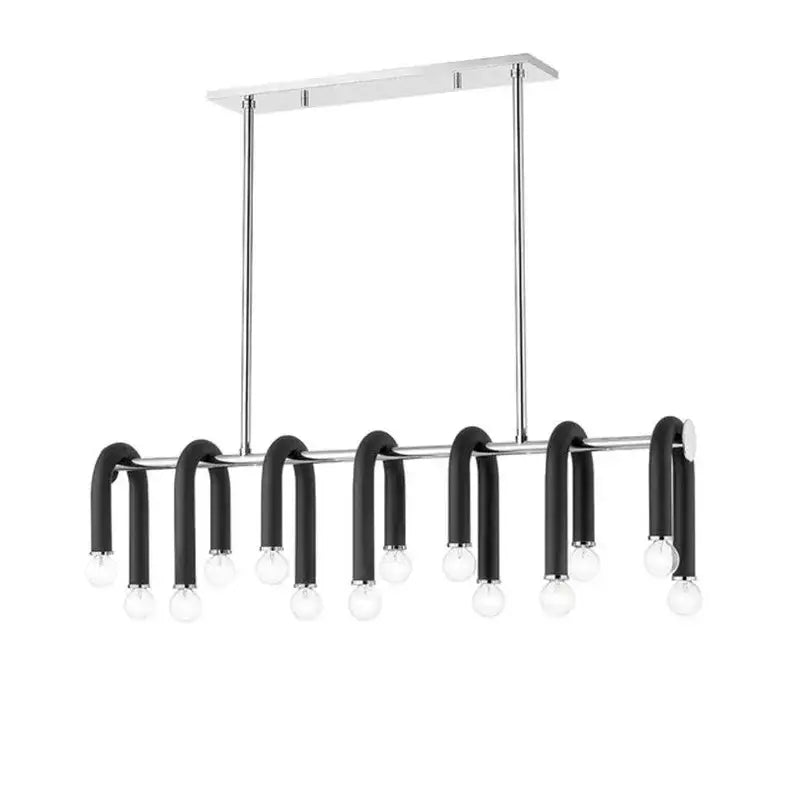 Modern black aluminum tube dimmable u-shaped pendant light fixture with multiple exposed bulbs for dining room decorbites black aluminum