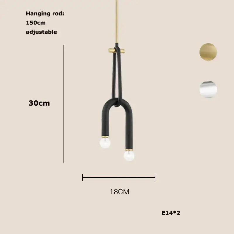 Modern black and brass aluminum tube dimmable u-shaped pendant light with black aluminum tube and e14 bulbs for dining room decorbites black aluminum
