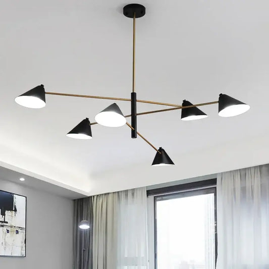 Modern black and brass cone pendant light with conical shade and cylindrical fixture for dining room decorbites cone pendant