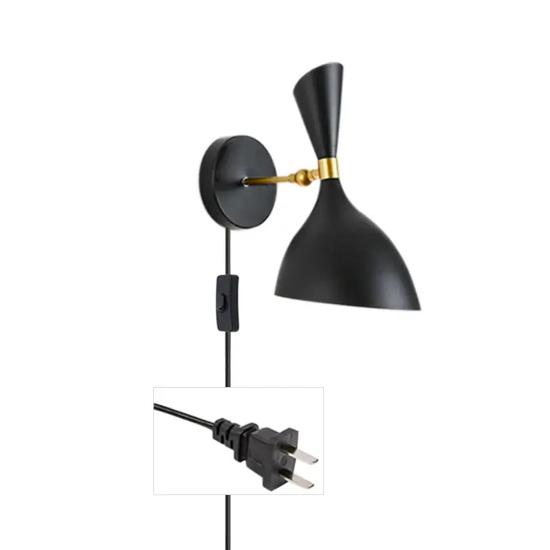 Modern black and brass industrial wall lamp with black matte finish and adjustable arm for living room decorbites black white