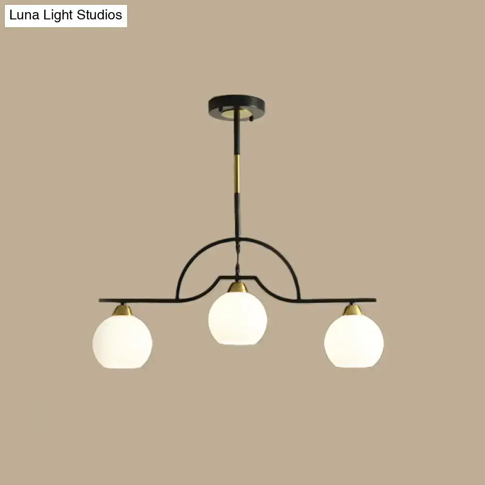 Decorbites modern island light fixture black finish pendant lamp with cream clear glass globe shades and brass accents