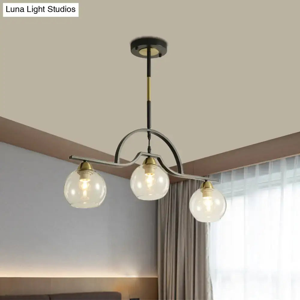 Modern black finish pendant light with cream clear glass globe bulbs from DecorBites™ island light fixture collection