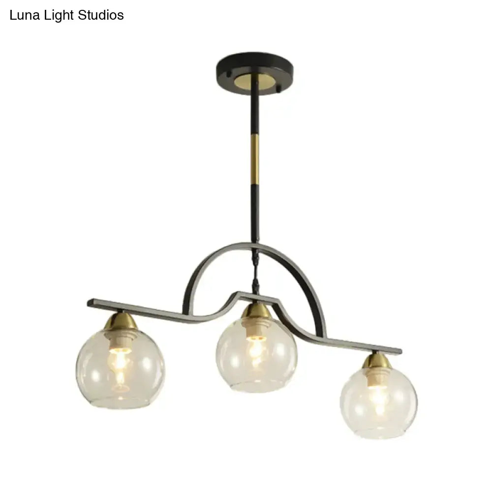 Modern black finish pendant lamp with cream clear glass globe bulbs by decorbites for island lighting