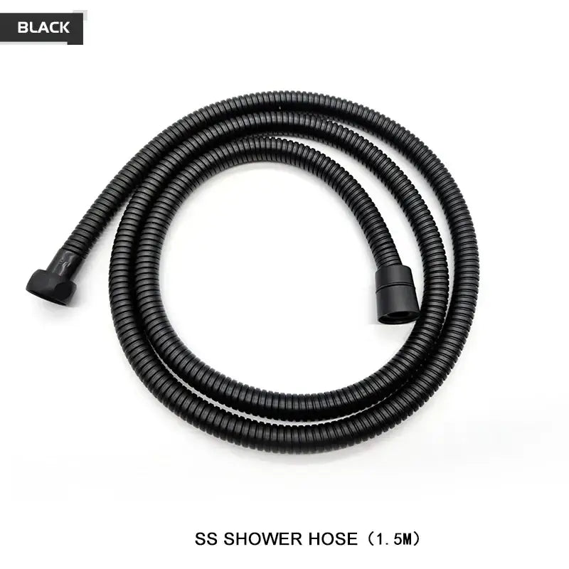 Black flexible corrugated stainless steel shower hose for handheld shower head with brushed golden finish bathroom jet