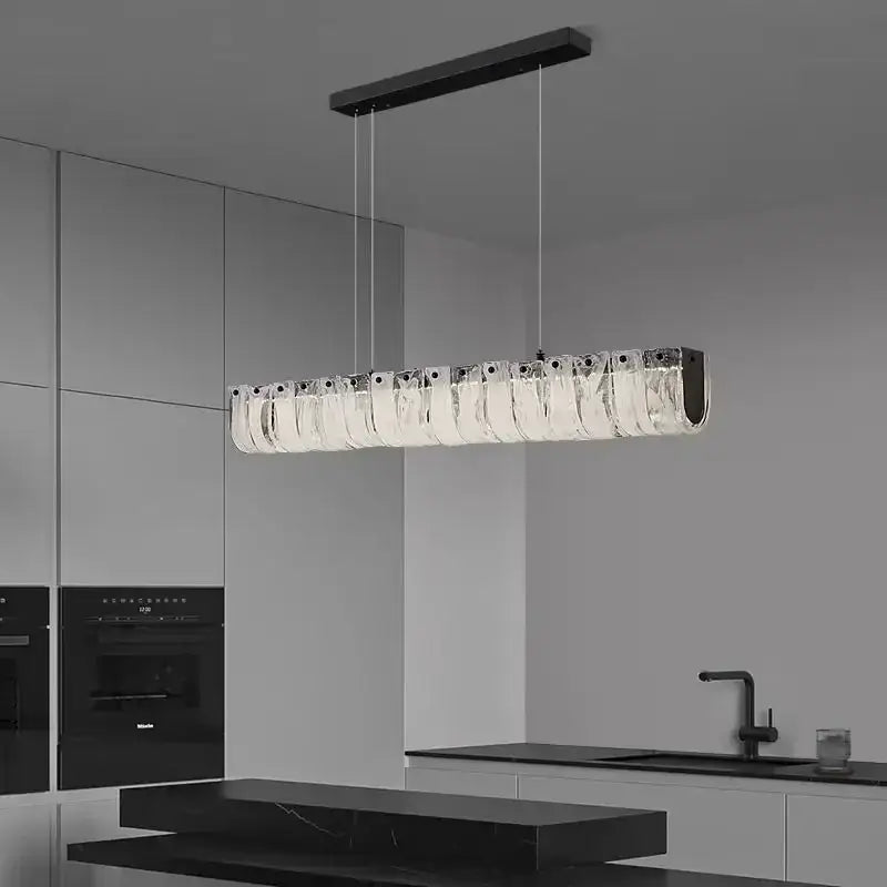 Modern black and clear glass rectangular pendant light featured in decorbites cloud glass chandelier for dining room