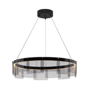 Modern black and clear acrylic luxury chandelier with integrated led lighting for kitchen island decorbites glass circle led