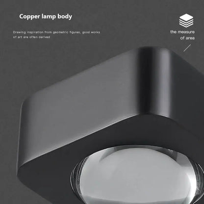 Modern black and copper bedroom wall lamp with geometric copper body and polished metallic finish for decorbites copper bedroom wall