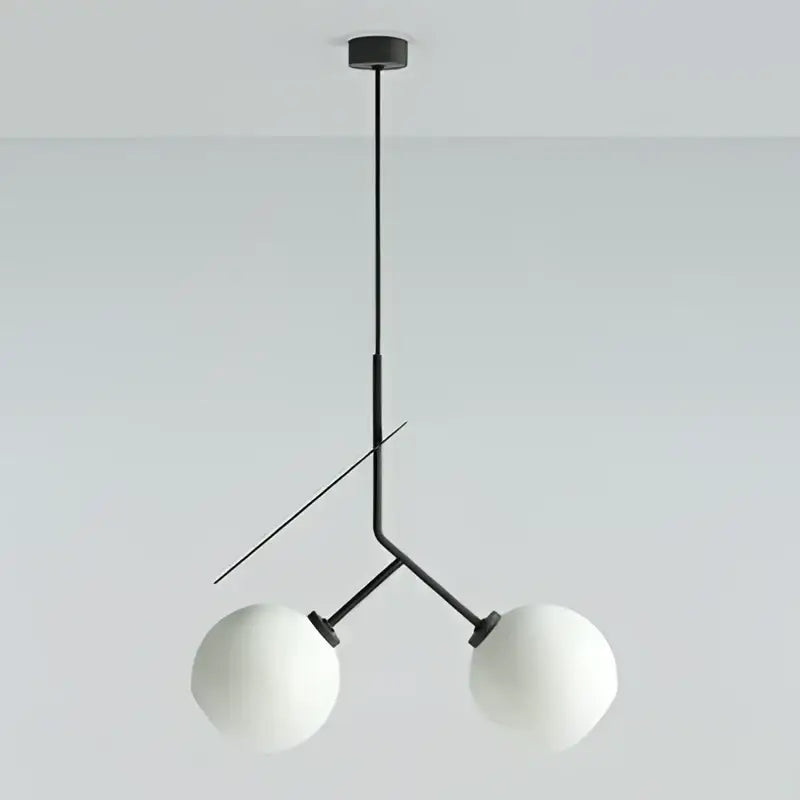Modern black metal pendant light with two white spherical glass shades decorbites glass cherry pendant for dining room
