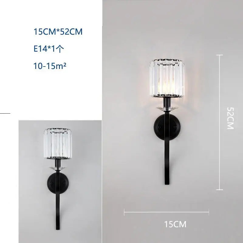Modern black metal wall lamp with clear faceted crystal shade decorbites crystal wall lamp for living room decor